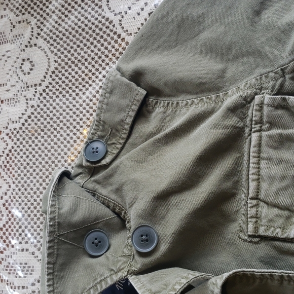 Madewell olive green military button down  distres light jacket S - Picture 5 of 8